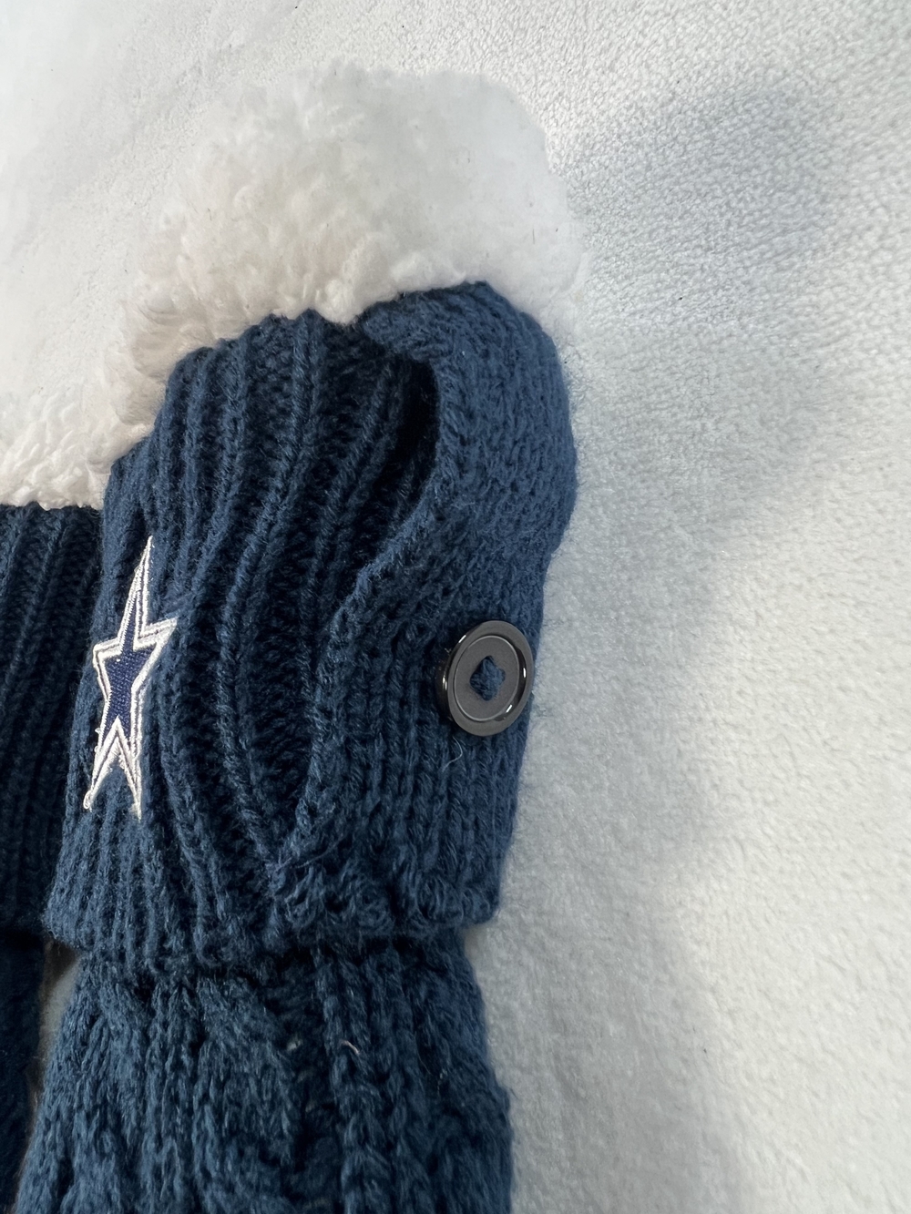 Dallas Cowboys Navy Blue Cable Knit Sherpa Lined Slipper Boots Star Logo Mens L - Picture 5 of 7